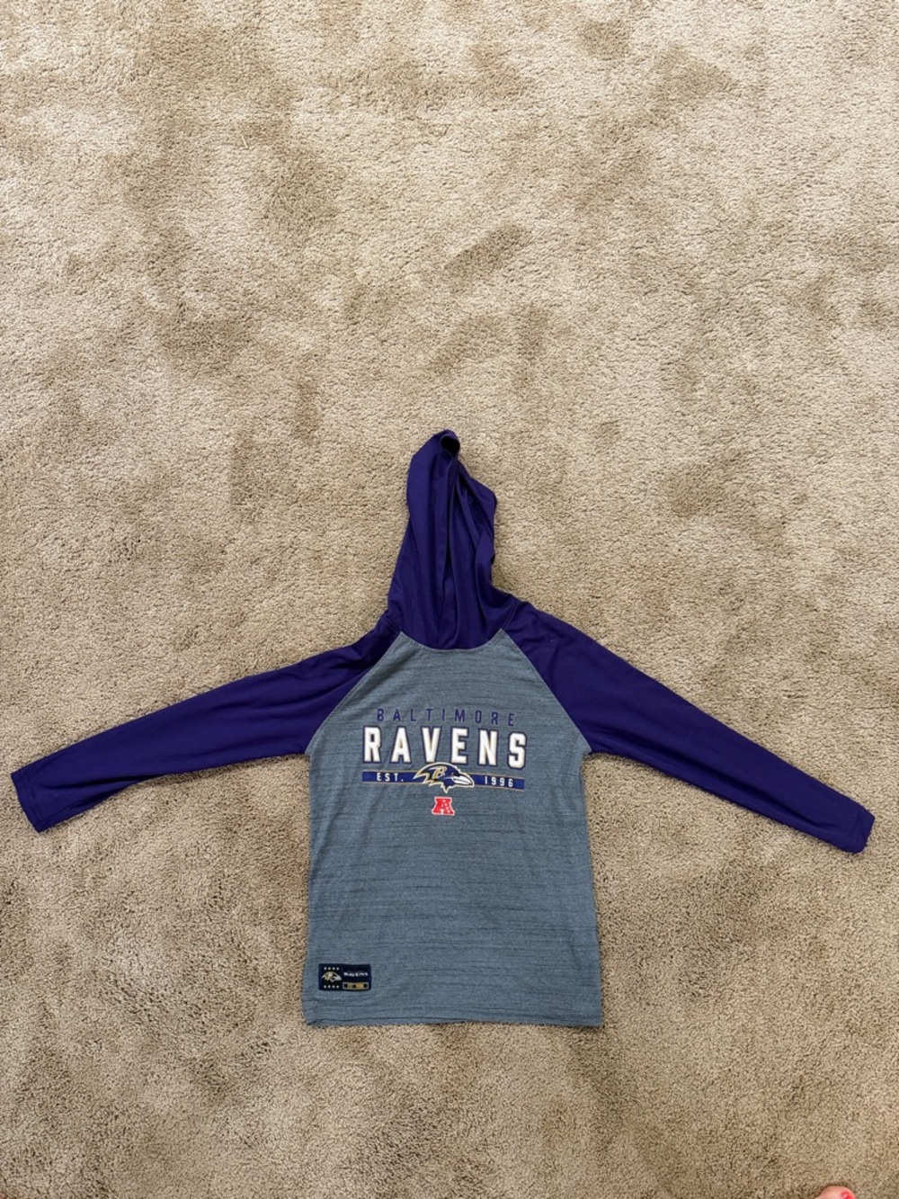 Baltimore Ravens Kids Hooded Long Sleeve Shirt - Purple/Gray
